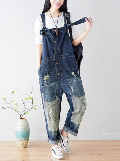 Vintage-Inspired Denim Overalls Dungarees for Women