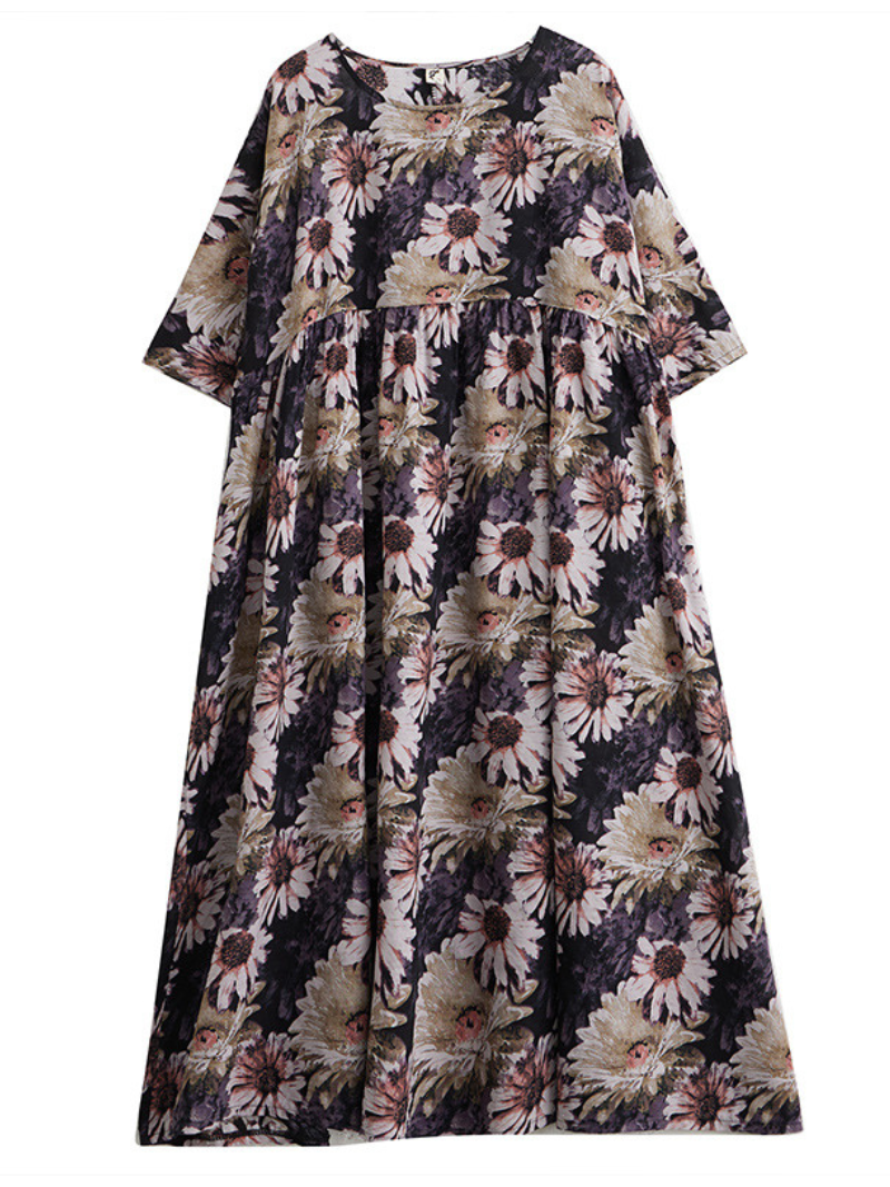 Beauty Queen Women's Round Neck Smock Dress