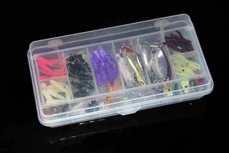 100-Piece Sequined Soft Fishing Lure Set with Tackle Box