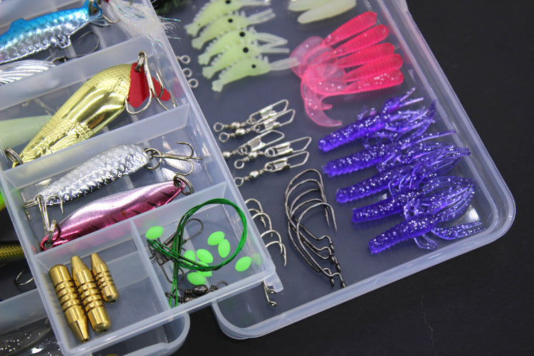 100-Piece Sequined Soft Fishing Lure Set with Tackle Box