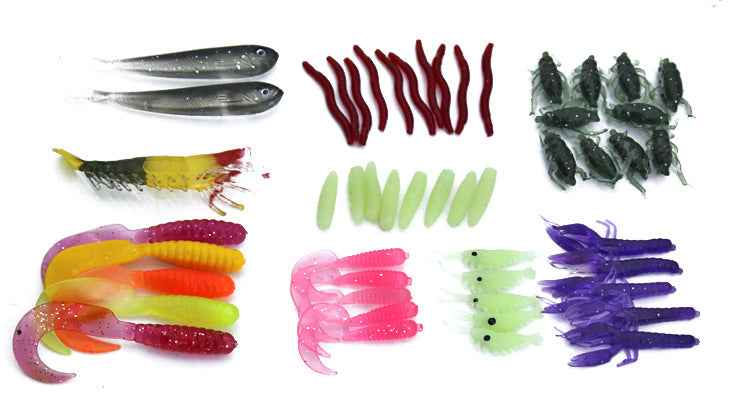 100-Piece Sequined Soft Fishing Lure Set with Tackle Box
