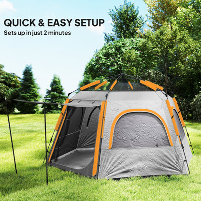 Instant Pop-Up Camping Tent – 4 Person Waterproof Dome Tent with Vestibule & Rainfly | Light Grey
