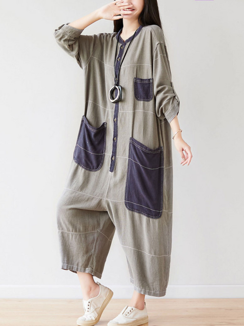 Lightweight Loose Fit Utility Jumpsuit - Cropped Everyday Comfort