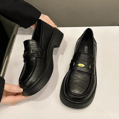 All-match Metal Commuter Soft Bottom Soft Surface Small Leather Shoes