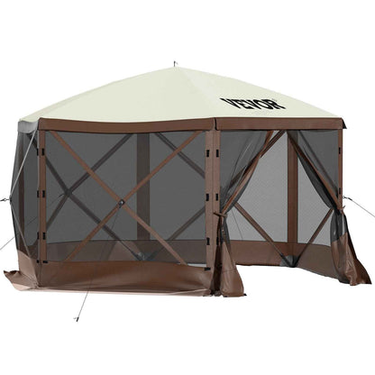 8-Person 6-Sided Pop-Up Gazebo Screen Tent – Waterproof Canopy with Mesh Windows & Carry Bag | 10×10 ft