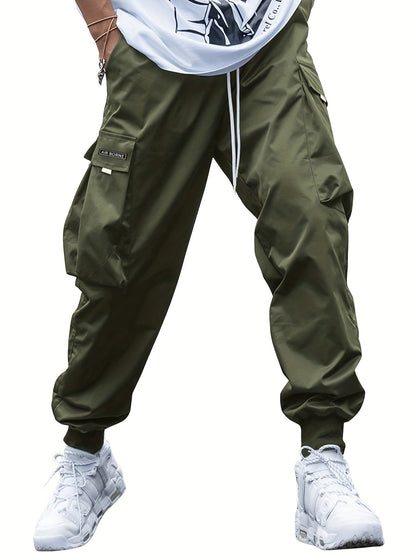 Men's Multi-Pocket Cargo Pants – Loose Fit, Drawstring, 7 Colors, S–3XL