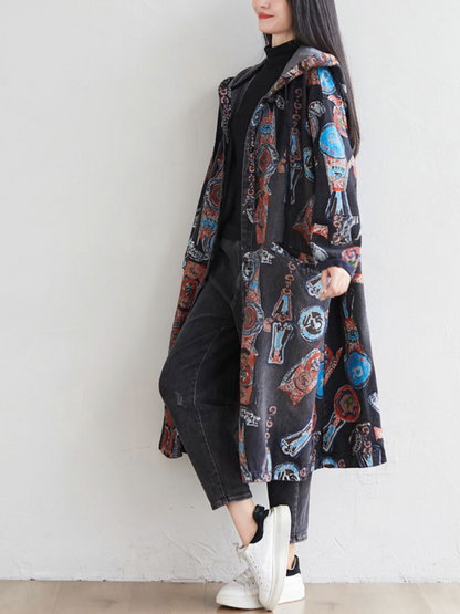 Plus size Women's Hooded Front Pockets Coat