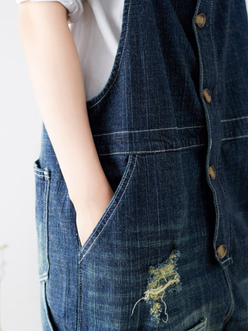 Vintage-Inspired Denim Overalls Dungarees for Women