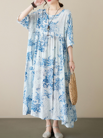 Highest Hopes Women's Cotton Floral Smock Dress