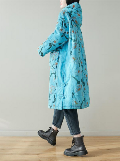 Women's Cozy Front Pockets Button Hooded Jacket