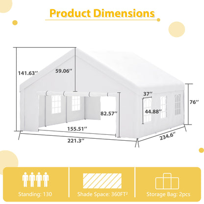 16x32 ft Heavy-Duty Party Tent | Outdoor Canopy Gazebo with Removable Sidewalls