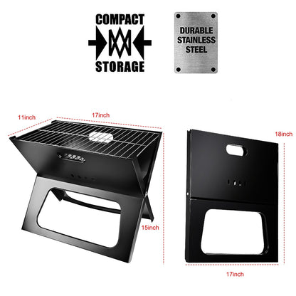 Foldable Portable Charcoal BBQ Grill – 170 sq in Cooking Surface