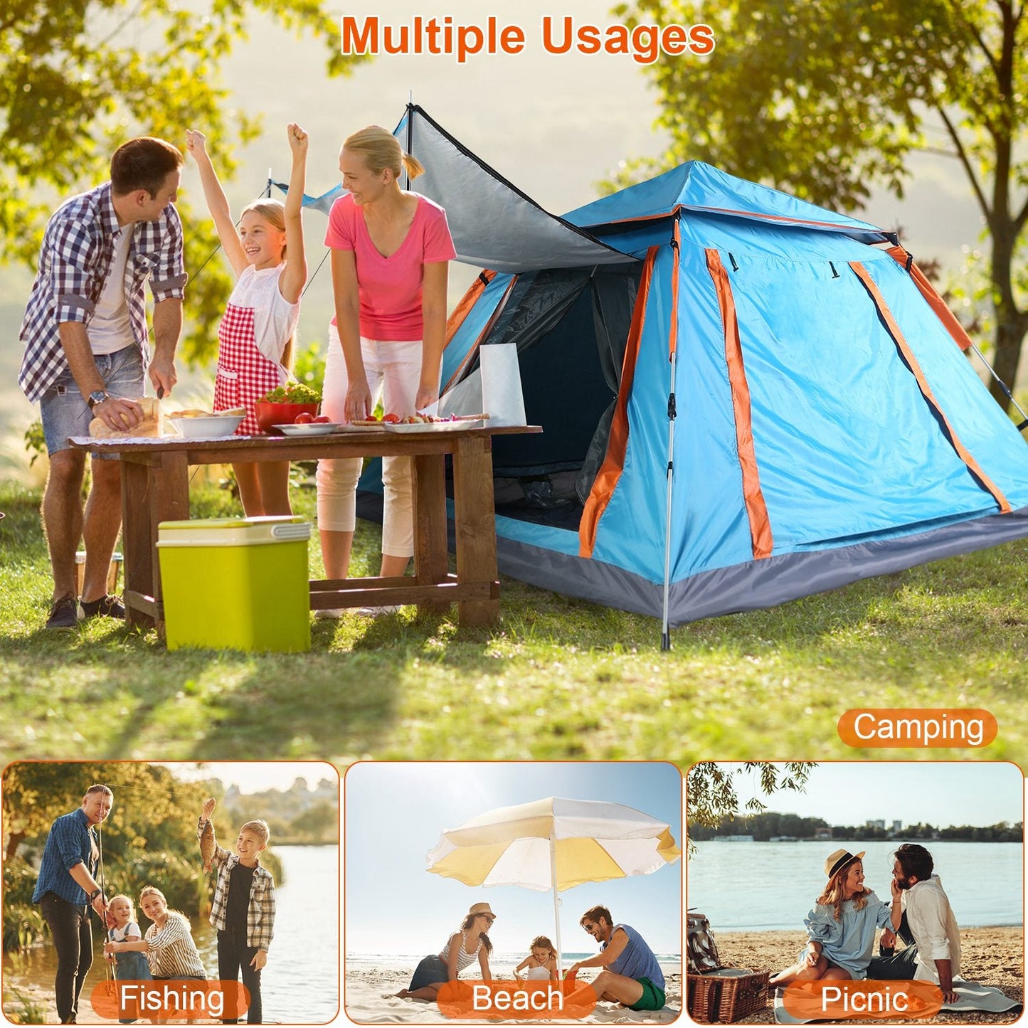 4-5 Person Waterproof Camping Tent with Mosquito Net