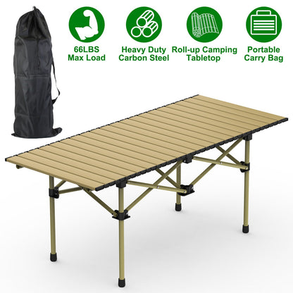 Roll-Up Folding Camping Table – Carbon Steel, Lightweight with Carry Bag