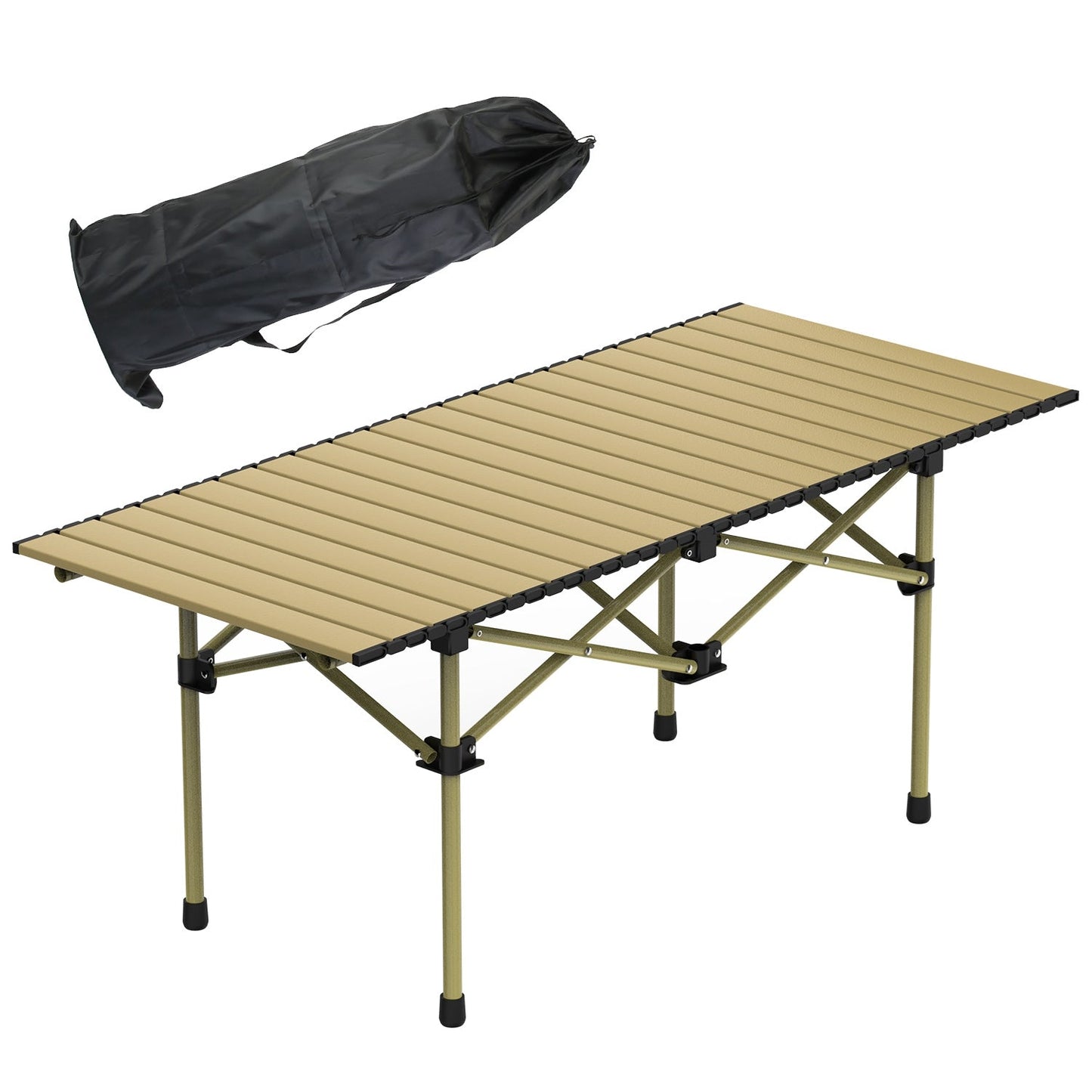 Roll-Up Folding Camping Table – Carbon Steel, Lightweight with Carry Bag
