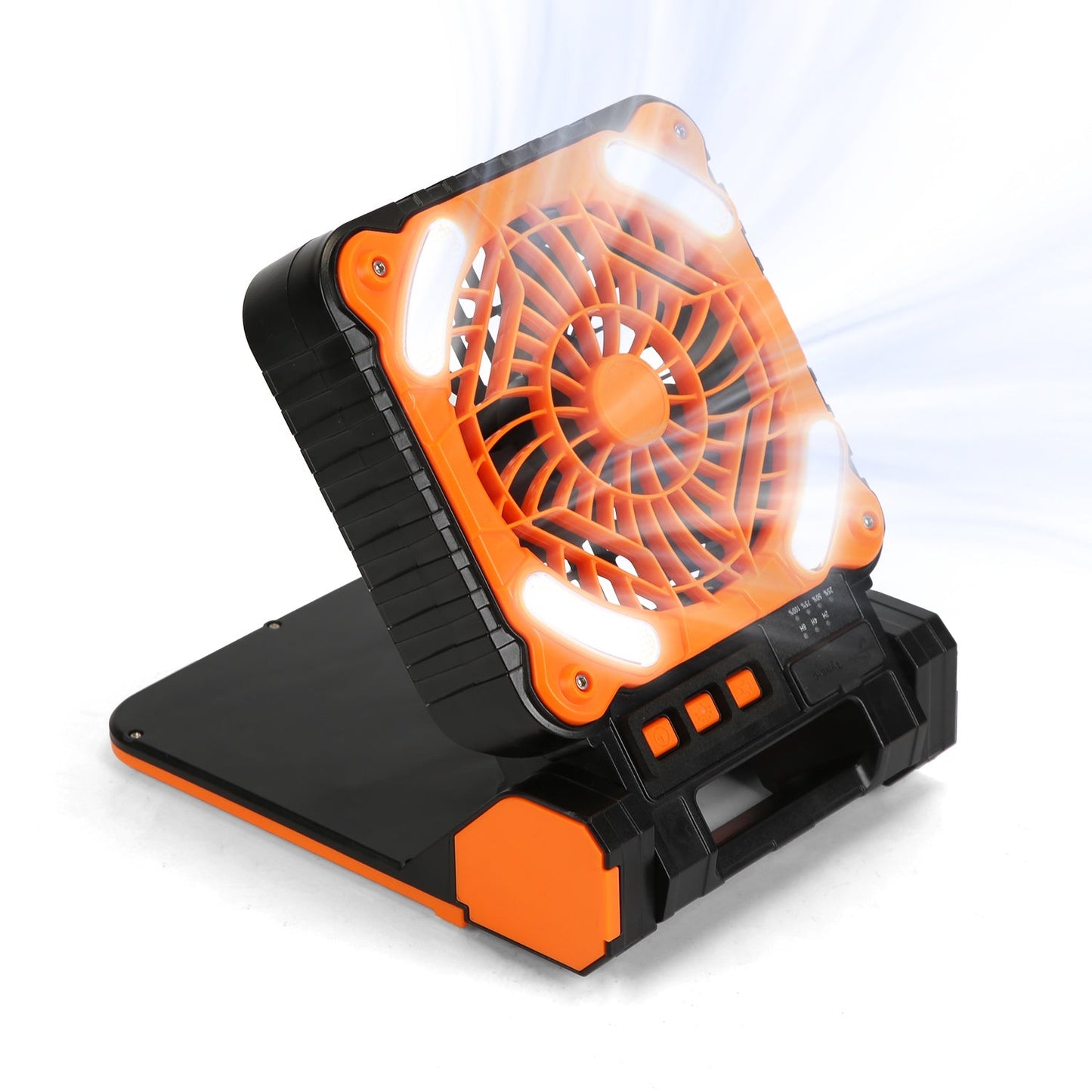 Solar Camping Fan with LED Lantern & 5200mAh Power Bank – 3-in-1 Outdoor Essential
