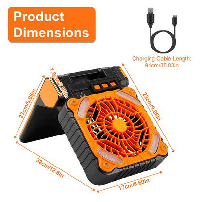 Solar Camping Fan with LED Lantern & 5200mAh Power Bank – 3-in-1 Outdoor Essential