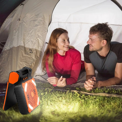 Solar Camping Fan with LED Lantern & 5200mAh Power Bank – 3-in-1 Outdoor Essential
