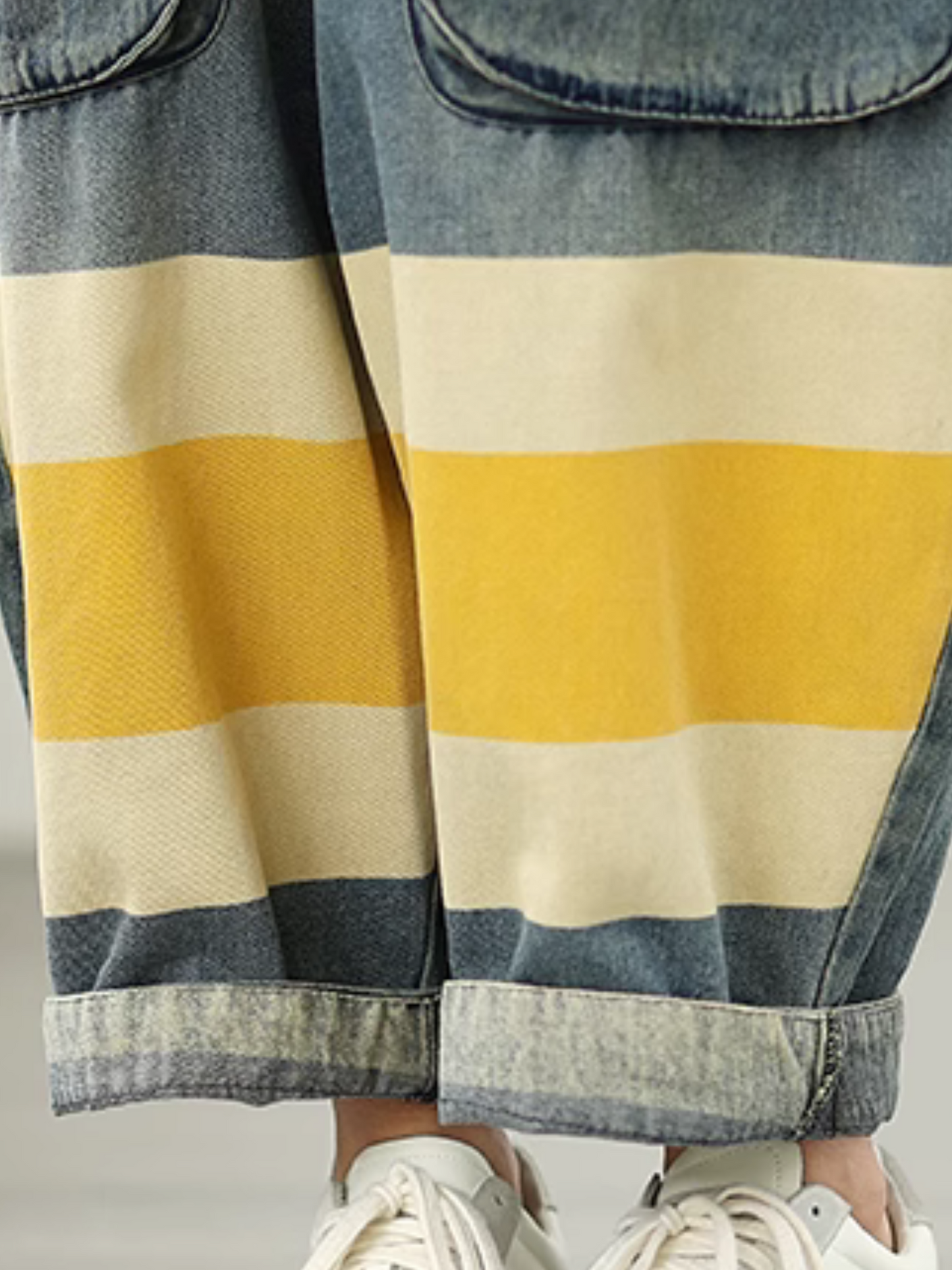 Trendy Striped Denim Cotton Overalls with Pockets - Eva Trends