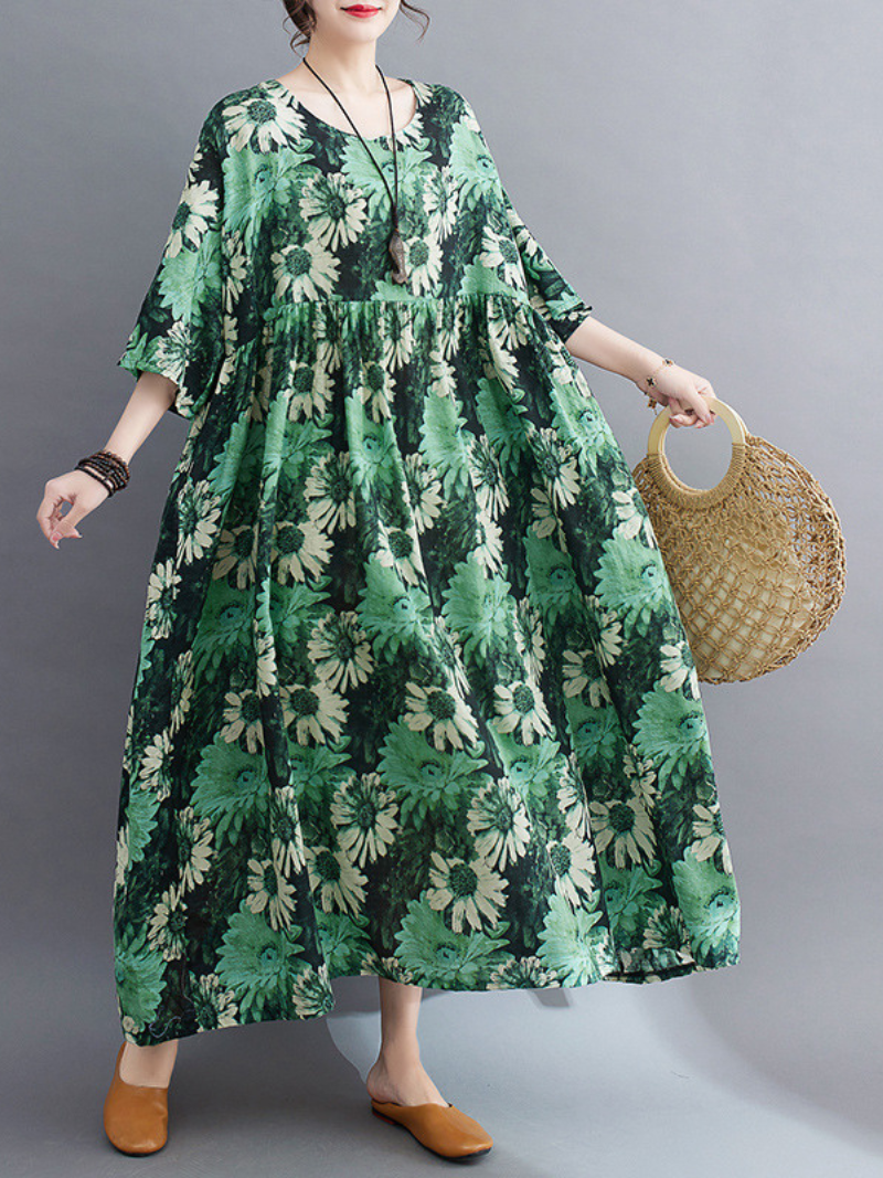 Beauty Queen Women's Round Neck Smock Dress
