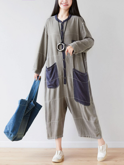 Lightweight Loose Fit Utility Jumpsuit - Cropped Everyday Comfort