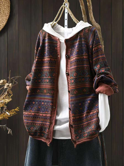 Women's Fashionable Daily Look Crew Neck Buttons Sweater