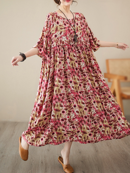 Giving Love Women's Cotton Floral Smock Dress