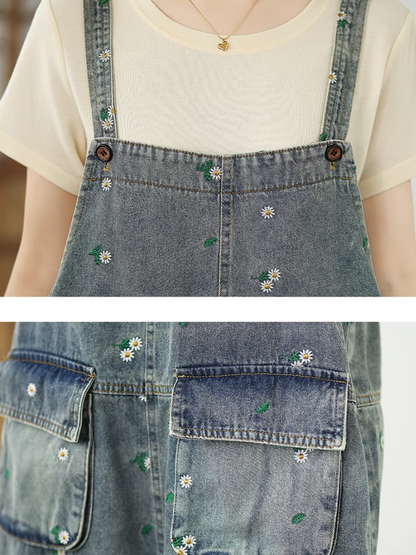 Casual Women's Wide Leg Floral Printed Denim Overalls| Eva Trends