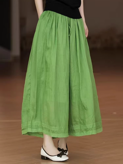 Women's Fashionable Loose-Fitting Straight-Leg with Lace Bottom