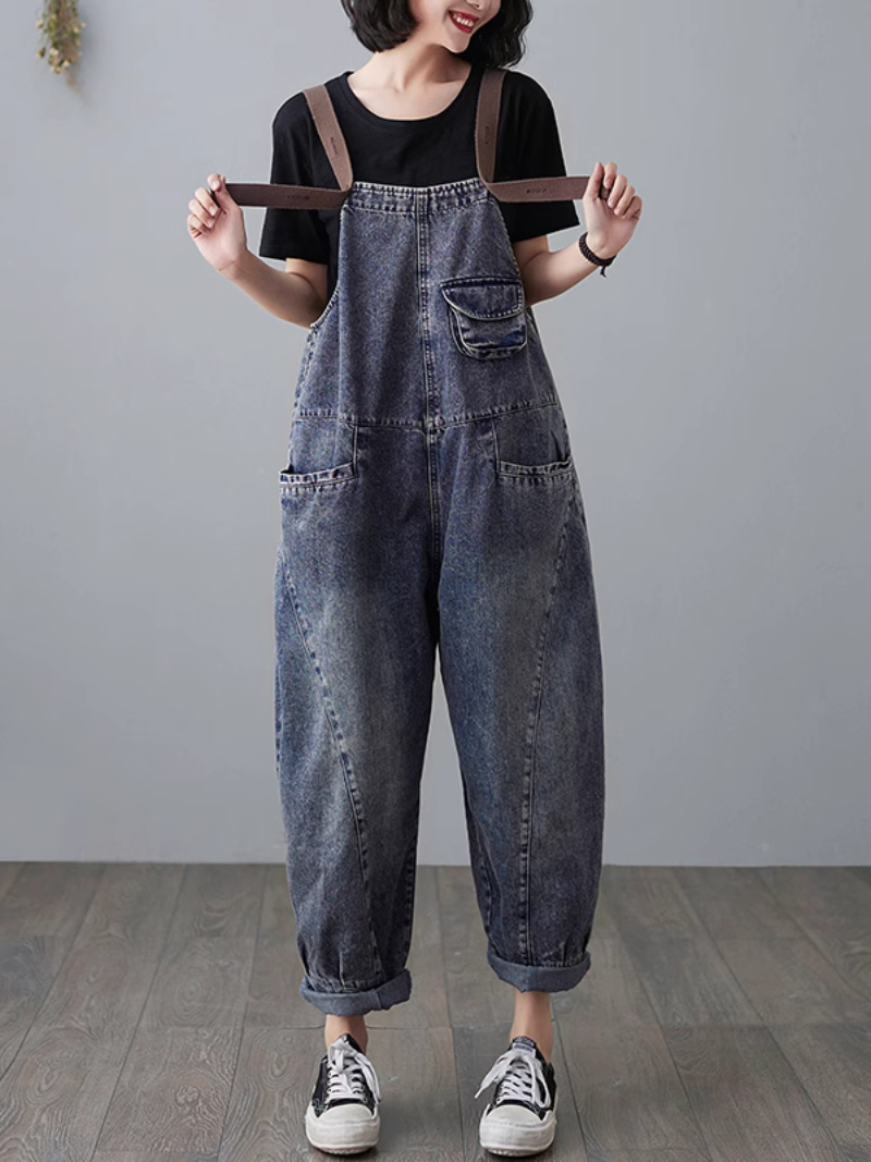 Women's Denim Overalls - Classic Blue Style | Eva Trends