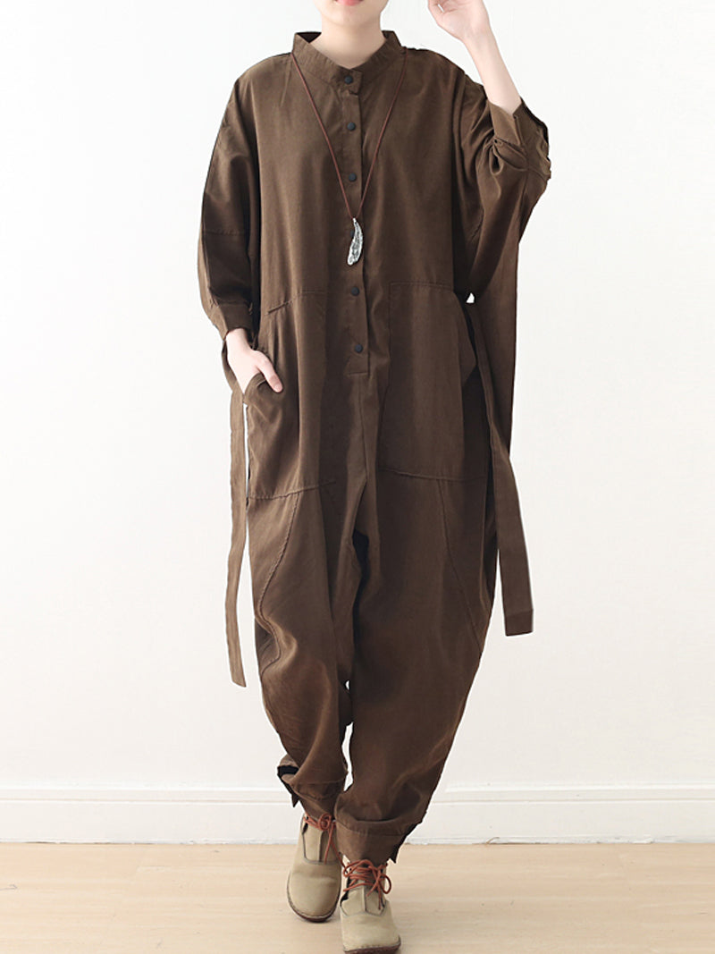 Cotton Belted Utility Jumpsuit - Relaxed Everyday Fit