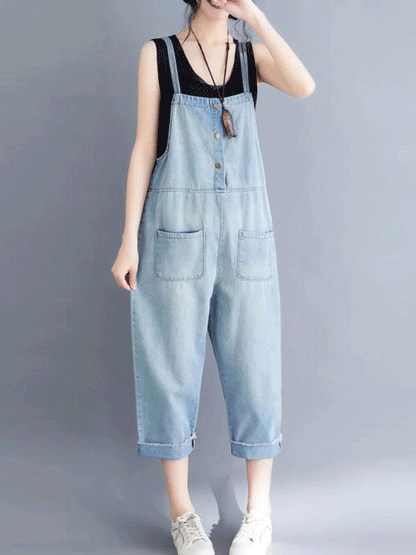 Light Blue Denim Dungaree - Patch Pocket Style