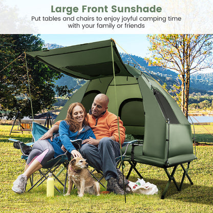 5-in-1 Camping Tent Cot with Air Mattress & Sleeping Bags — 2 Person