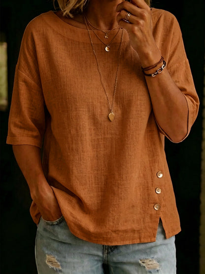 Women's Asymmetric Button Casual Top – Relaxed Everyday Blouse