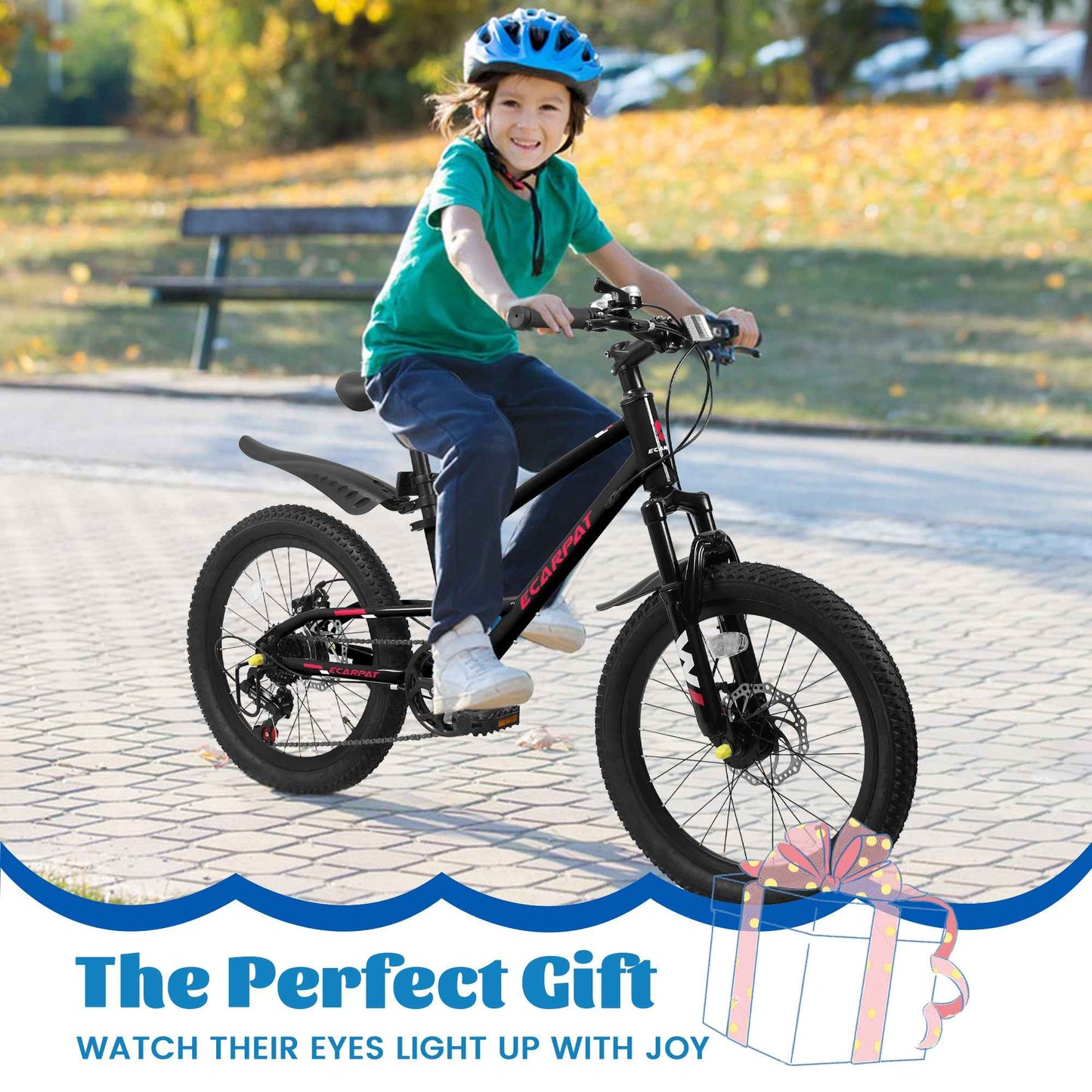 20" Kids Mountain Bike | Ages 6-12, 7-Speed, Front Disc Brake & Suspension