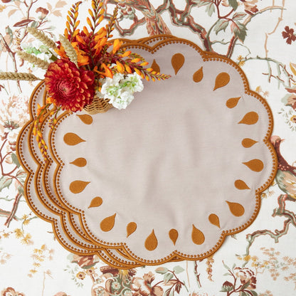 Taupe & Mustard Bettina Placemats & Napkins (Set of 4)