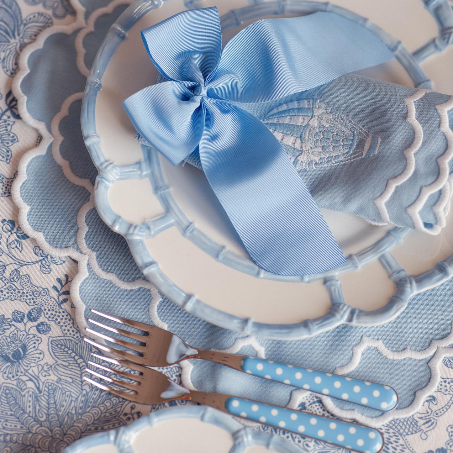 Blue Melamine Bamboo Dinner Plate (Set of 4)