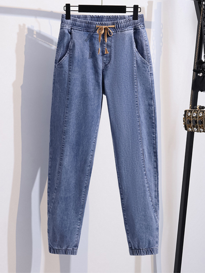women's summer denim high waist loose trousers pants