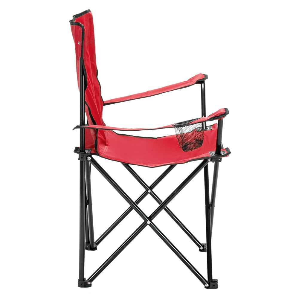 Foldable Camping Chair with Carry Bag – Red, Supports 230 lbs