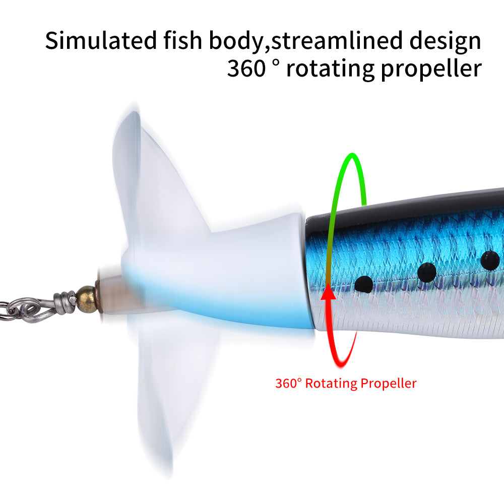 10-Piece Topwater Pencil Lure Set – Propeller Tail, 10cm/13g, 10 Colors