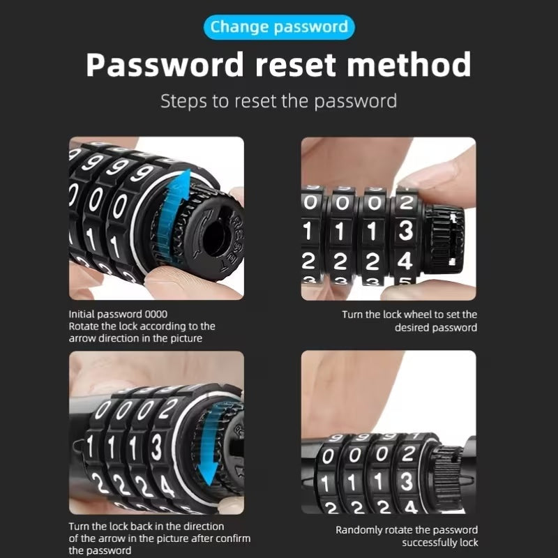 5-Digit Combination Bike Chain Lock | Heavy-Duty, Keyless & Rust-Resistant