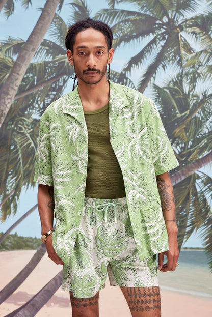Palm Fronds Swim Trunks (Green)
