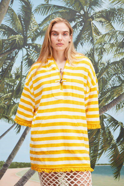'Saffron Stripe' Beach Towel Top