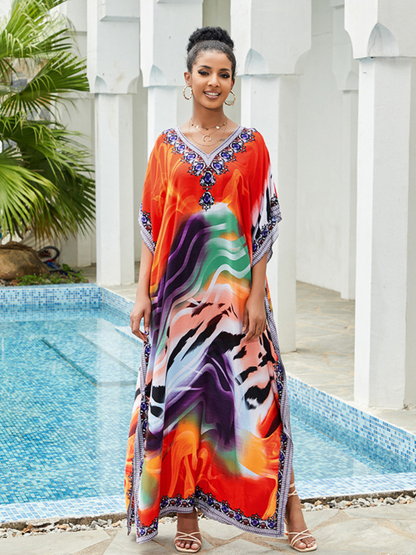 Sound Of Love Women's Rayon Multicolor Kaftan Dress