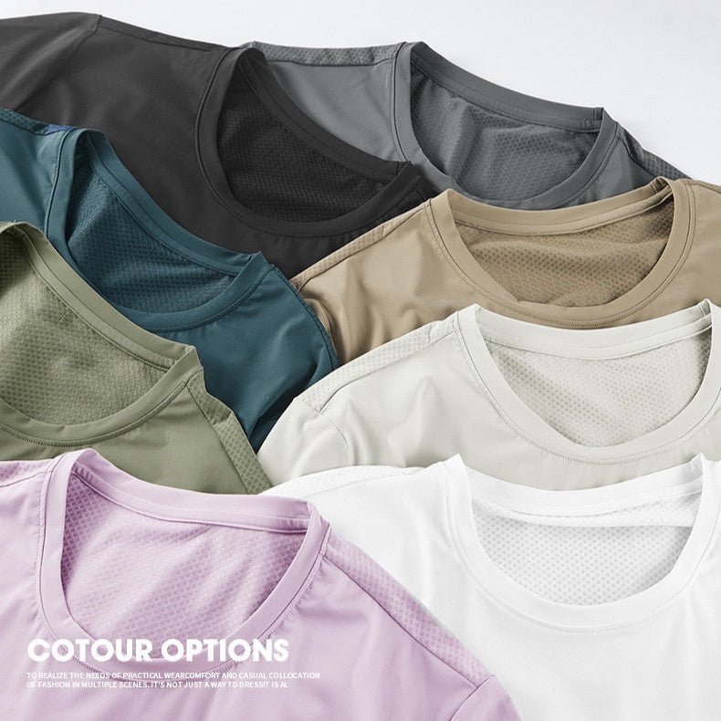Men's Breathable Mesh-Texture Patchwork T-Shirt