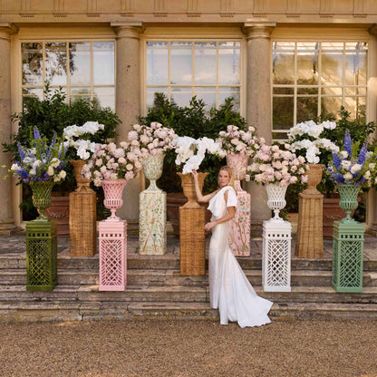Adelaide White Lattice Urn & Pedestal