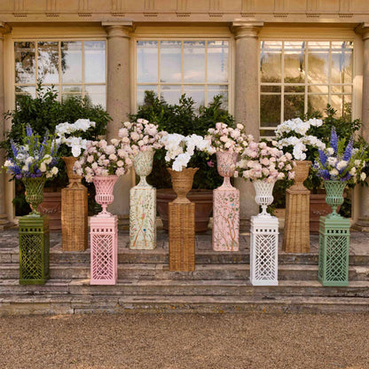Liliana Bow Scalloped Rattan Urn