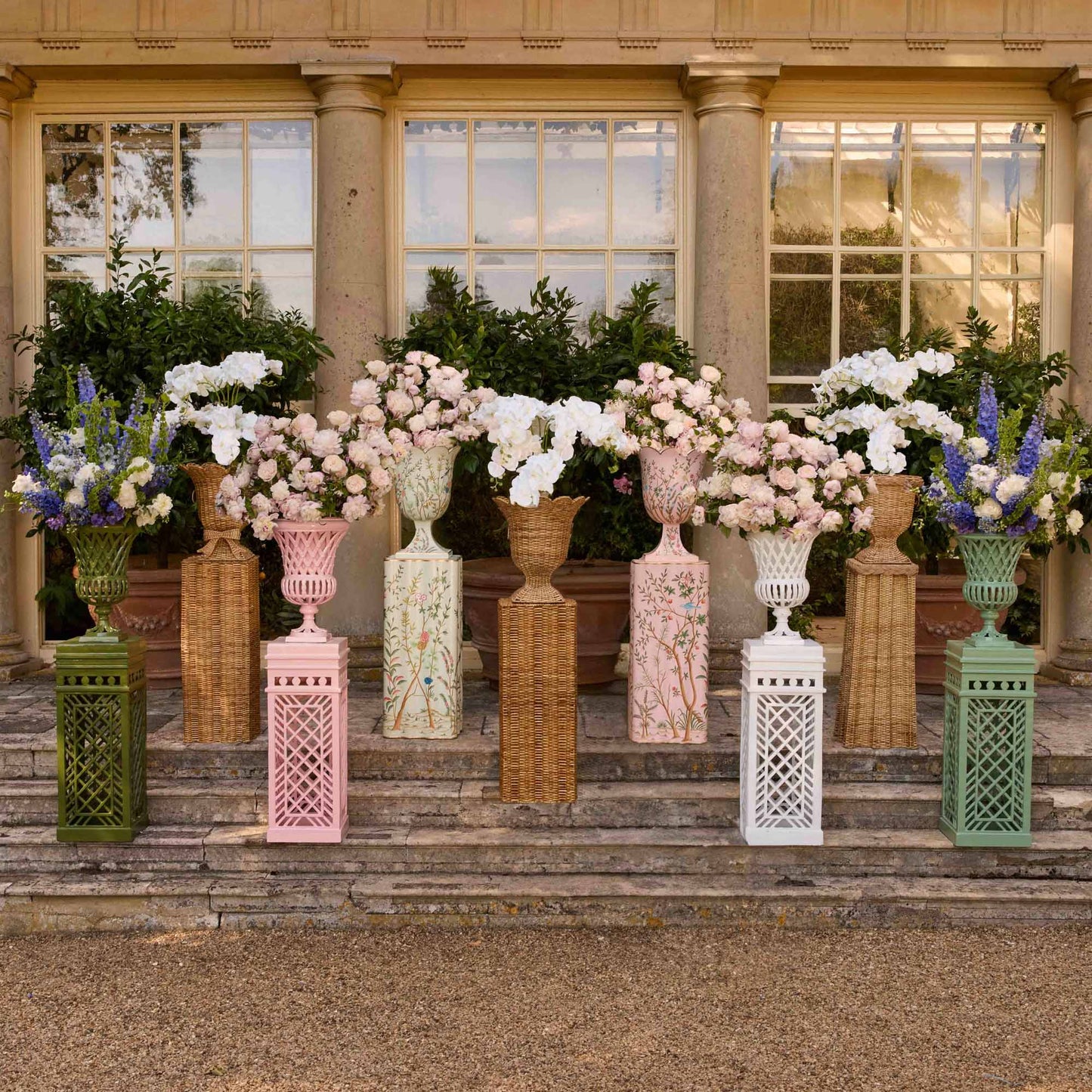 Adelaide White Lattice Urn & Pedestal
