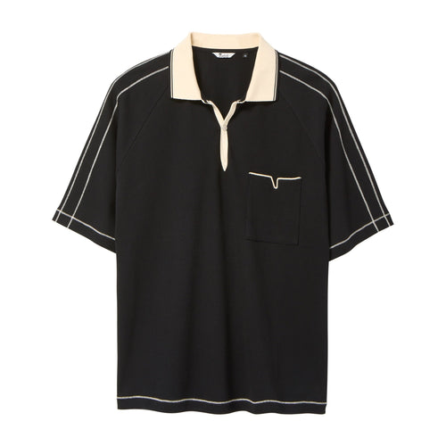 Raglan Mesh Polo (Black)