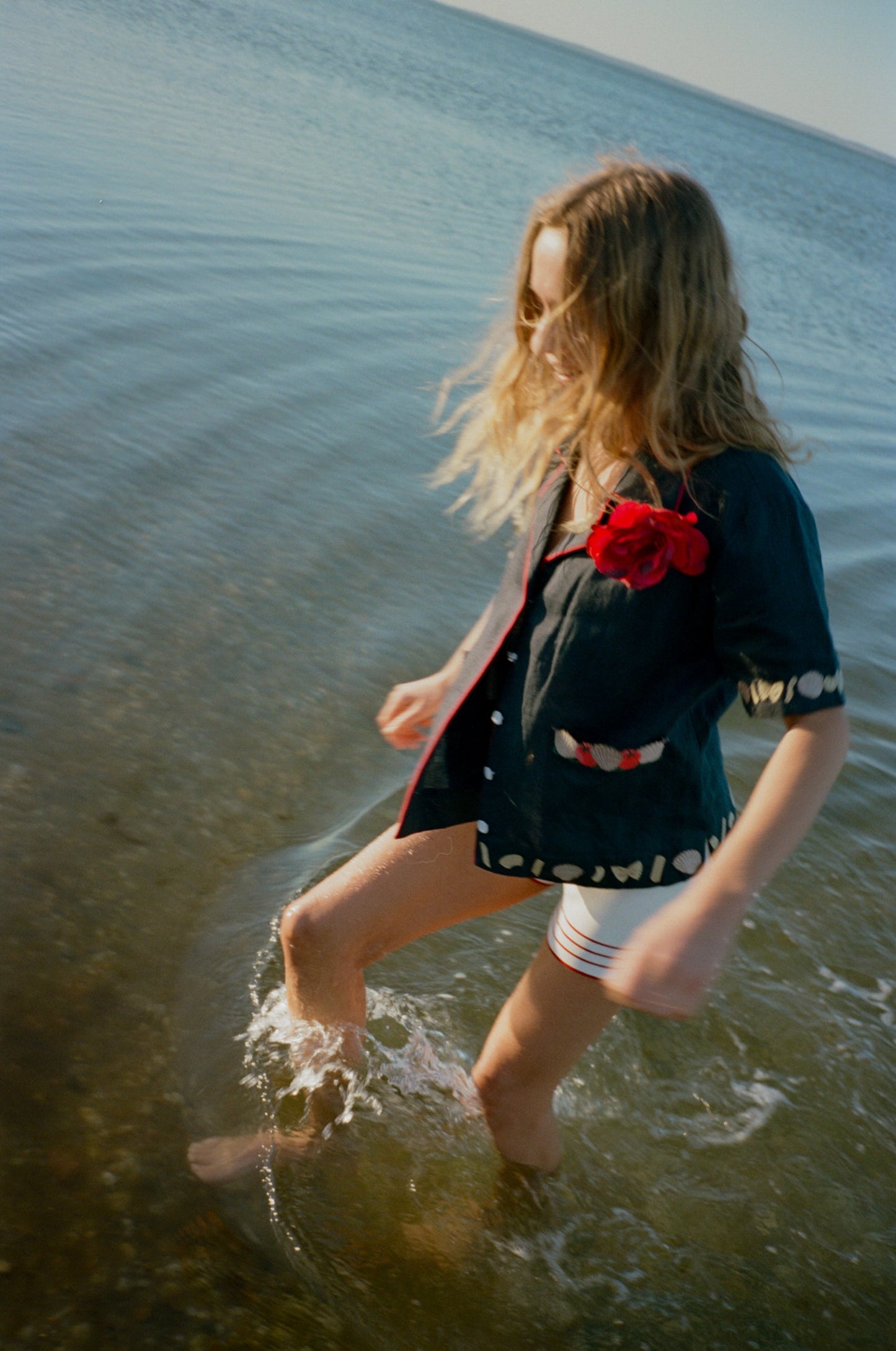 'Vongole!' Cabana ~ Crop Cut (Navy)